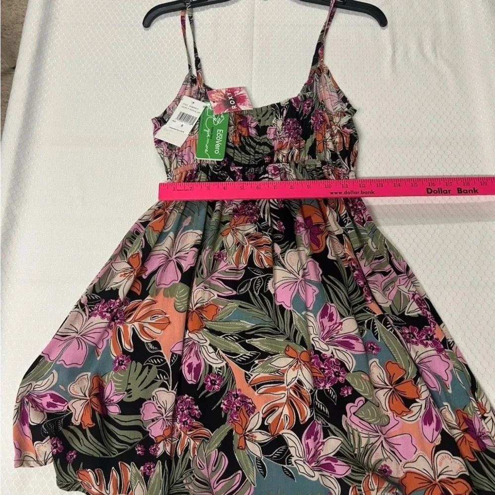 Roxy Tropical EcoVero Beachy Floral Midi Linen Spaghetti Strap Dress Size S. NWT - Picture 7 of 10